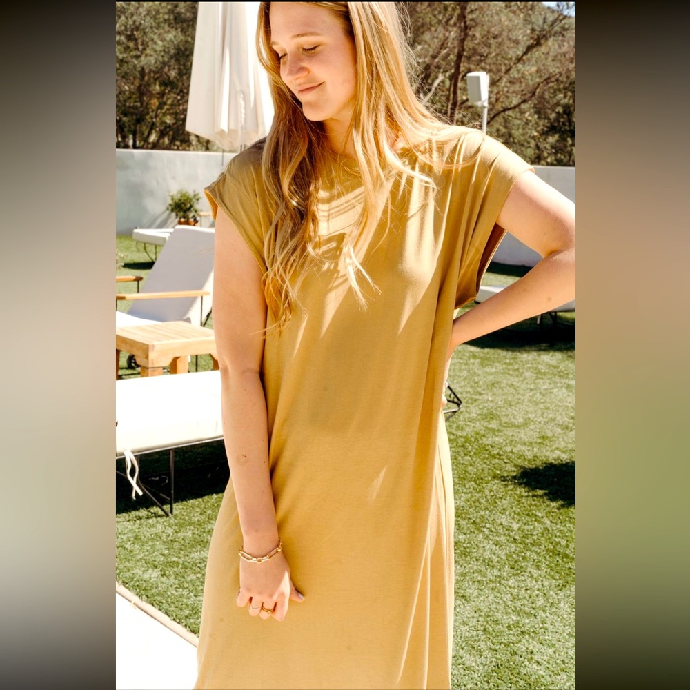 CJLA Chartreuse Cap Sleeve Dress M
